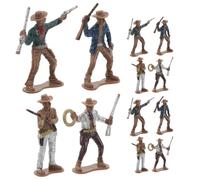 iplusmile Lot de 12 Figurines Miniatures de Cowboys en Plastique Décorations Colorées pour Fête Western Jouets Éducatifs pour Garçon et Filles Accessoires pour Gâteau Thème Far West