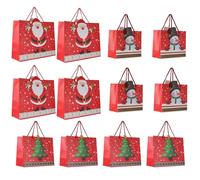 iplusmile Lot de 12 Paquet Présents de Noël en Papier Kraft 3 Tailles X4 Pochettes en Papier Pratiques pour Bonbons Collations et Rangement Festif