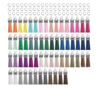 iplusmile Lot de 120 Pompons Porte-Clés en Similicuir PU Argenté avec Anneaux de Jonction Breloques pour Bijoux Création DIY Décoration Paquet et Loisirs Créatifs