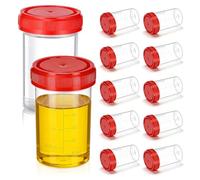iplusmile Lot de 15 tasses pour la collecte d'urine avec couvercle, récipients pour échantillons avec échelle en millilitres, tasses pour échantillons d'urine pour études médicales, hôpitaux et