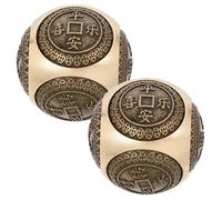 iplusmile Lot de 2 Boules de Baoding en Laiton Doré 38 MM Gravures sur Six Faces pour Renforcement Musculaire Relaxation et Exercices de Fitness pour Santé et Contemplation Zen