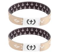 iplusmile Lot de 2 Bracelets Élastiques Chrétiens Versets Bibliques Couleur Noir et Gris Taille Unique pour Événements Religieux Récompenses Scolaires et Usage Quotidien Accessoire