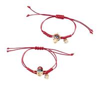 iplusmile Lot de 2 Bracelets Tissés Rouges et Bleus Style Chinois Motifs de Visage D’opéra Pékinois, Corde Rouge Ajustable, Bracelets de Bénédiction pour Femme, Décoration de Poignet,