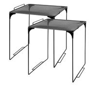 iplusmile Lot de 2 Étagères de Rangement Pliables en Métal Noir Empilables et Robustes Support de Placard Multifonction Cuisine et Organisateur sous Évier pour Optimiser L’Espace Les
