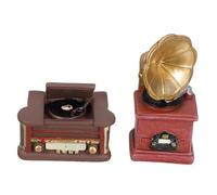 iplusmile Lot De 2 Mini Tourne-Disques Rétro en Résine Décoration pour Gâteau
