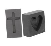 iplusmile Lot de 2 Moules en Graphite Forme de Cœur et Croix pour Fusion et Coulée de Métaux Cuivre Or Argenté Laiton Zinc Résistant Haute Température Usage Artisanat Bricolage