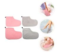 iplusmile Lot De 2 Paires De Couvre-pieds Paraffine Chauffants Taille Unique En Coton Isolant Pour Soins Beauté Et Bien-domicile Bande Élastique Rose Clair Et Gris