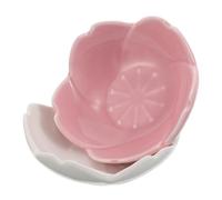iplusmile Lot de 2 Plateaux à Bijoux en Céramique Blanche et Rose à Motif Floral Organisateur de Coiffeuse Multifonction Vide-Poches Décoratif pour Salle de Bain et Chambre Petit Plateau