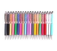 iplusmile Lot de 2 Stylos en Cristal Diamant Multifonctionnels Stylet Tactile et Stylo à Bille Rétractable en Acier Inoxydable Argenté pour Appareils à Écran Capacitif