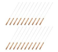 iplusmile Lot de 20 Brochettes à Barbecue en Acier Inoxydable 33 CM avec Manche en Bois Brochettes Rondes Réutilisables pour Kebab Grillades D’Agneau Poulet et Légumes en Extérieur