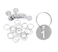 iplusmile Lot de 20 Étiquettes D'identification Clés Numérotées 1 à 20 en Acier Inoxydable, Diamètre 23 Mm, Porte-clés Rond Anneaux, Étiquettes Clés Pratiques pour Organisation Bureau