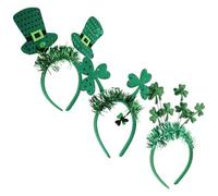 iplusmile Lot de 3 Bandeaux Trèfle Vert Saint-patrick, Légers et Faciles à Porter, Accessoires Festifs en Polyester pour Femmes Lors des Défilés Fête