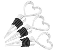 iplusmile Lot de 3 Bouchons Métalliques Réutilisables de Cœur pour Bouteilles de Vin Fermeture Hermétique Présent Mariage Original