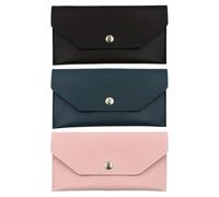 iplusmile Lot de 3 Porte-Cartes Portefeuille Réutilisables en PU Imperméable Pochette Enveloppe Multifonction pour Argenté Liquide et Cartes Format Long Couleurs Bleu Foncé Noir et
