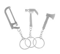 iplusmile Lot de 3 Porte-Clés Décoratifs Outils Factices en Métal Argenté - Scie à Métaux Marteau Compact - Pendentifs Porte-Clés Créatifs pour Paquet à Dos Clés de Voiture et