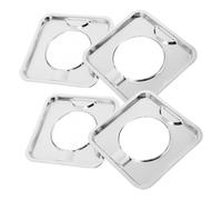 iplusmile Lot De 4 Bacs De Récupération Des Graisses Carrés 19 Cm En Acier Inoxydable, Compatibles Brûleur De Cuisinière à Gaz, Plateau Anti-éclaboussures Léger Et Amovible Pour Entretien Facile