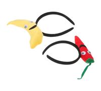 iplusmile Lot de 4 Bandeaux Fruités Banane et Piment Accessoires Cheveux Légers pour Maquillage Soin du Visage et Déguisement Carnaval Bandeaux Amusants pour Fête et Cosplay Adulte