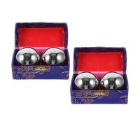 iplusmile Lot de 4 Boules de Baoding Traditionnelles en Métal pour Massage des Mains et Doigts Boules D’Exercice Fitness Anti-Stress Stimulation des Points D’Acupuncture Seniors et