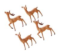 iplusmile Lot de 4 Figurines de Cerfs Miniatures en PVC Décorations Animales pour Micro-Paysage Gâteau et Jardin Petites Statues Robustes et Réalistes en Deux Poses