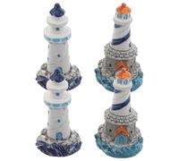iplusmile Lot de 4 Figurines de Phares Miniatures en Résine Style Méditerranéen Bleu et Orange Décorations de Jardin et Micro-Paysage Ornement pour Maison de Poupée et Aquarium