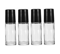 iplusmile Lot De 4 Flacons Roll-on Huile Essentielle 30 Ml Cylindrique En Verre Transparent Noir, Anti-fuite, Portable Et Rechargeable Pour Voyage Et Usage Domestique