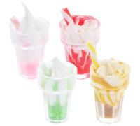 iplusmile Lot de 4 Mini Décorations en Résine pour Maison de Poupée, Mini Glaces Colorées Aléatoires, Accessoires Miniatures pour Boutique de Boissons, Ornement Créatif Couleur Aléatoire