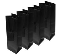 iplusmile Lot de 4 Paquet à Vin en Papier Noir avec Poignées Porte-Bouteilles Robustes pour Transport Pratique Paquet à Bouteilles de Vin Individuels pour Anniversaires Fêtes et
