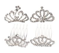 iplusmile Lot De 4 Petites Couronnes Peignes En Strass Pour Filles, Diadèmes Légers Et Décoratifs, Taille Garçon Et Filles, Pour Fête Et Anniversaire