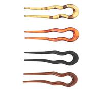 iplusmile Lot de 4 set de Épingles à Cheveux de U Grandes Finition Brillante Motifs Léopard Vintage Marron Clair Rouge Léopard Noir Accessoires Coiffure Rétro pour Maintien Chignon Fiable