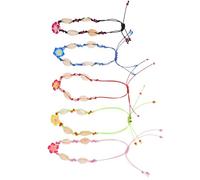 iplusmile Lot de 5 Bracelets Bohèmes Faits Main en Perles Tropicales et Coquillages Artificiels Tressés Multicolores Style Plage Bijoux de Vacances Féminins Bracelets Surf Confortables