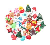 iplusmile Lot de 50 Breloques de Noël en Résine à Dos Plat Accessoires Décoratifs Mixtes Miniatures pour Bricolage Présent Créatif pour Garçon et Filles Ornements de Fête et Décoration Intérieure