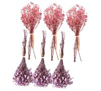 iplusmile Lot de 6 Mini Bouquets de Fleurs Séchées Gypsophile Hauteur 12 CM Couleurs Violet et Rose Foncé Décoration Mariage et Centre de Table Floral Fleurs Artificielles Naturelles