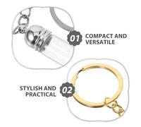 iplusmile Lot de 6 Mini Flacons en Verre Transparent pour Huiles Essentielles et Parfums Porte-Clés avec Couvercle Métal Sécurisé Assortis Or et Argenté Tailles Petit Moyen et Grand