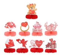 iplusmile Lot de 9 Ornements en Nid d'abeille en Papier 3D pour Décoration de Fête Saint-Valentin Accessoires Décoratifs Suspendus pour Maison et Bureau Décoration de Table Festive