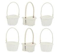 iplusmile Lot de Paniers Miniatures Tressés Blancs avec Poignée Décorations Artisanales Résistantes et Accessoires Photo pour Formes Rond Ovale Cœur