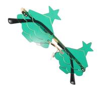 iplusmile Lunettes de Soleil Sapin de Noël Vertes sans Monture en PC | Style Rétro Moderne, Contour Arbre Plat, Confort Quotidien, pour Photoshoot et Rave Event