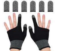 iplusmile Manchons de Jeu pour Doigts pour écrans tactiles, Manchons Respirants à Deux Doigts, contrôle Tactile précis, pour Gamers, Noir, 1 Set, Compatible téléphone Mobile