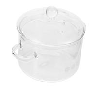 iplusmile Marmite Verre avec Couvercle Casserole à Double Poignée pour Cuisson Induction et Micro Ondes Pot à Ragoût Polyvalent pour Soupe Nouilles Instantanées et Plats Mijotés Maison