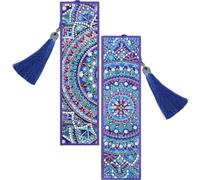iplusmile Marque-pages en Strass pour Peinture de Diamant, 2 Pièces en Pu Bleu Motifs Délicats, Effet Décoratif Fort pour Loisirs Créatifs et Bricolage