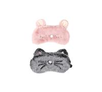 iplusmile Masque de Sommeil en Peluche Noir Style Chat Doux et Lavable pour Filles et Garçons, pour Jeux à L'aveugle et Fêtes Entre Amis