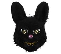 iplusmile Masque Lapin Noir Effrayant en Peluche pour Halloween, Accessoire de Déguisement Adulte pour Cosplay, Soirée à Thème, Carnaval Et Mascarade