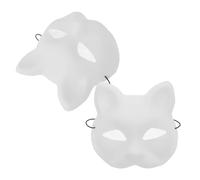 iplusmile Masques de Chat Blancs Masques Vierges en Plastique à Décorer Soi-même Lot de 2 pour Cosplay et Activités DIY, Adaptés aux Garçon et Filles