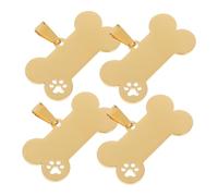 iplusmile Médaille D'identification pour Chien Lot De 4 en Acier Inoxydable Forme D'os Gravure Personnalisée Étiquettes Anti-Perte Solide Facile à Porter pour Chiens De Toutes Races