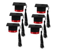 iplusmile Mini Chapeaux De Graduation Miniatures Rouges en Lot De 6, Housses Décoratives pour Bouteilles en Tissu Polyester, Accessoires Fête De Remise De Diplômes Et Bouquets Festifs