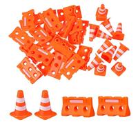 iplusmile Mini Cônes de Circulation et Barrières Plastique Éducatif pour Garçon Fille Apprentissage Sécurité Routière Pédagogique avec Panneaux et Cônes Lot pour Jeux Apprentissage