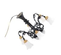 iplusmile Miniature Lustre Suspendu LED pour Maison de Poupée Décoration et Lumineuse Lampe Miniature pour Salon de Maison Poupée Accessoire Ornemental Noir avec Lumière Blanche
