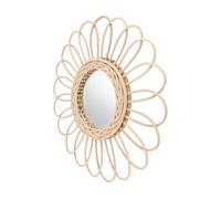 iplusmile Miroir en Rotin Tressé Mural Décoratif 40 Cm Naturel Tissé à La Main pour Salle De Bain Chambre Salon Décoration D'intérieur