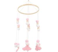 iplusmile Mobile Garçon Fille Lit Bois avec Étoiles et Éléphant Suspension Musicale Suspendue Éveil pour Décoration Chambre Garçon Fille Rose Doux
