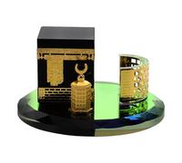 iplusmile Modèle Miniature Kaaba en Cristal Doré Architecture Islamique, Ensemble de Trois Pièces, Décoration Artisanale pour Maison et Souvenir Culturel d'Arabie Saoudite