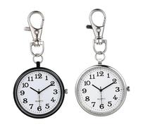 iplusmile Montre De Poche D'infirmière Suspendue Porte-clés, Acier Inoxydable Blanc, Grand Cadran, Lot De 2, Surveillance Infirmière, Usage Médical Professionnel